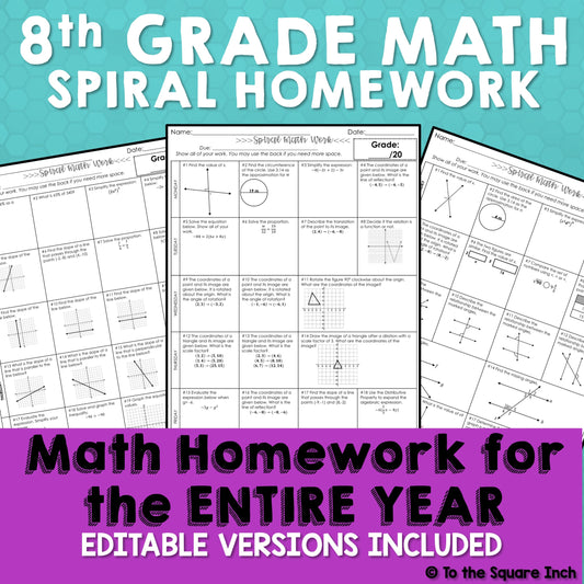 HOMEWORK FOR THE YEAR – To The Square Inch