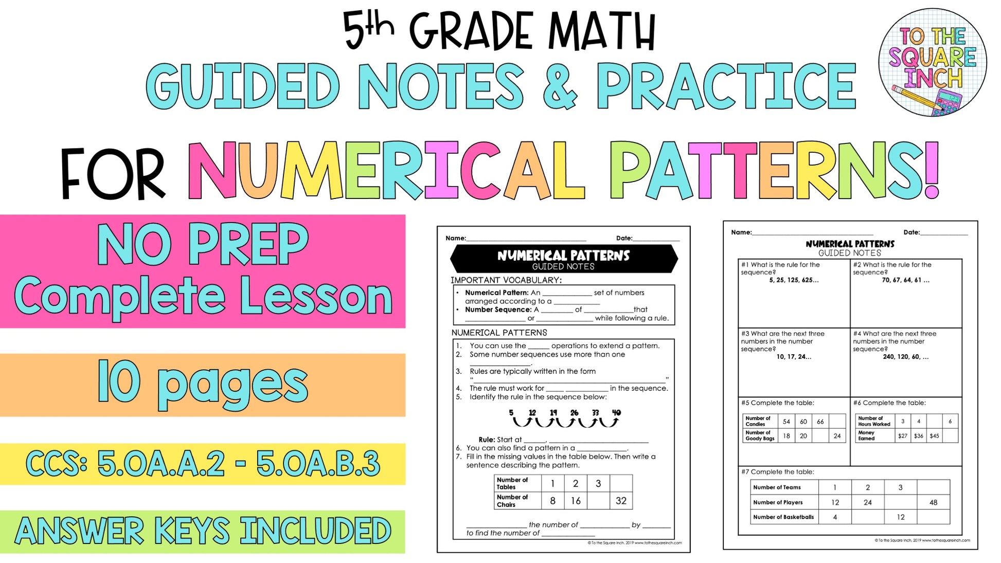Number Pattern Formula Notes Number Pattern Notes – To The Square Inch