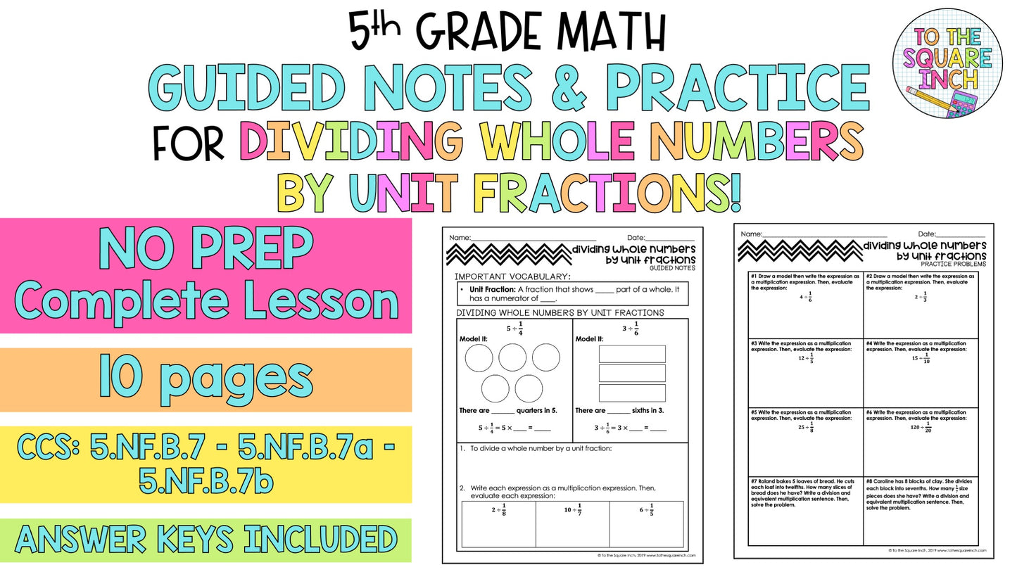 Dividing Whole Numbers by Unit Fractions Notes