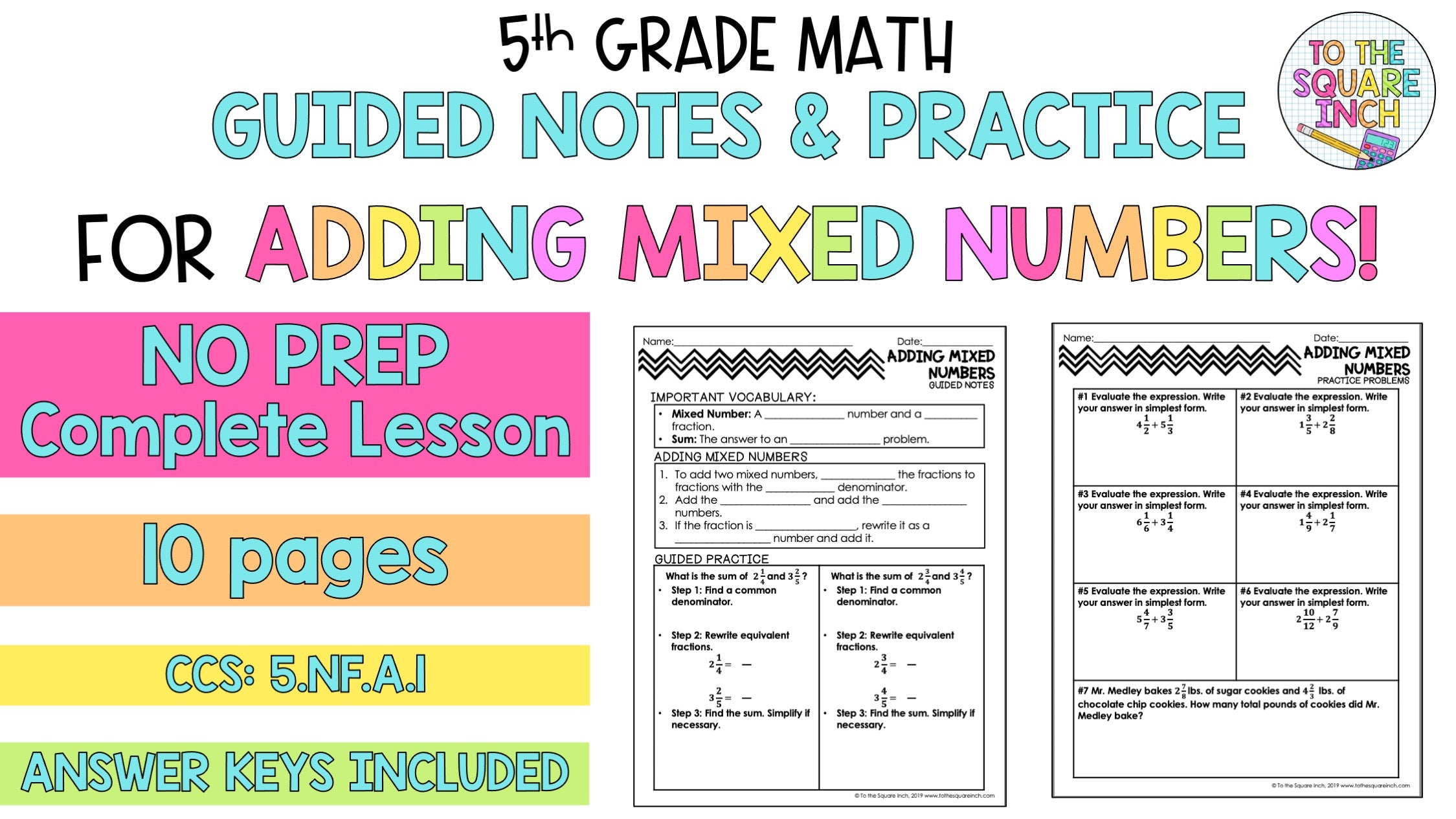 Multoplying Mixed Numbers Note Example Multiplying Mixed Numbers Notes – To The Square Inch