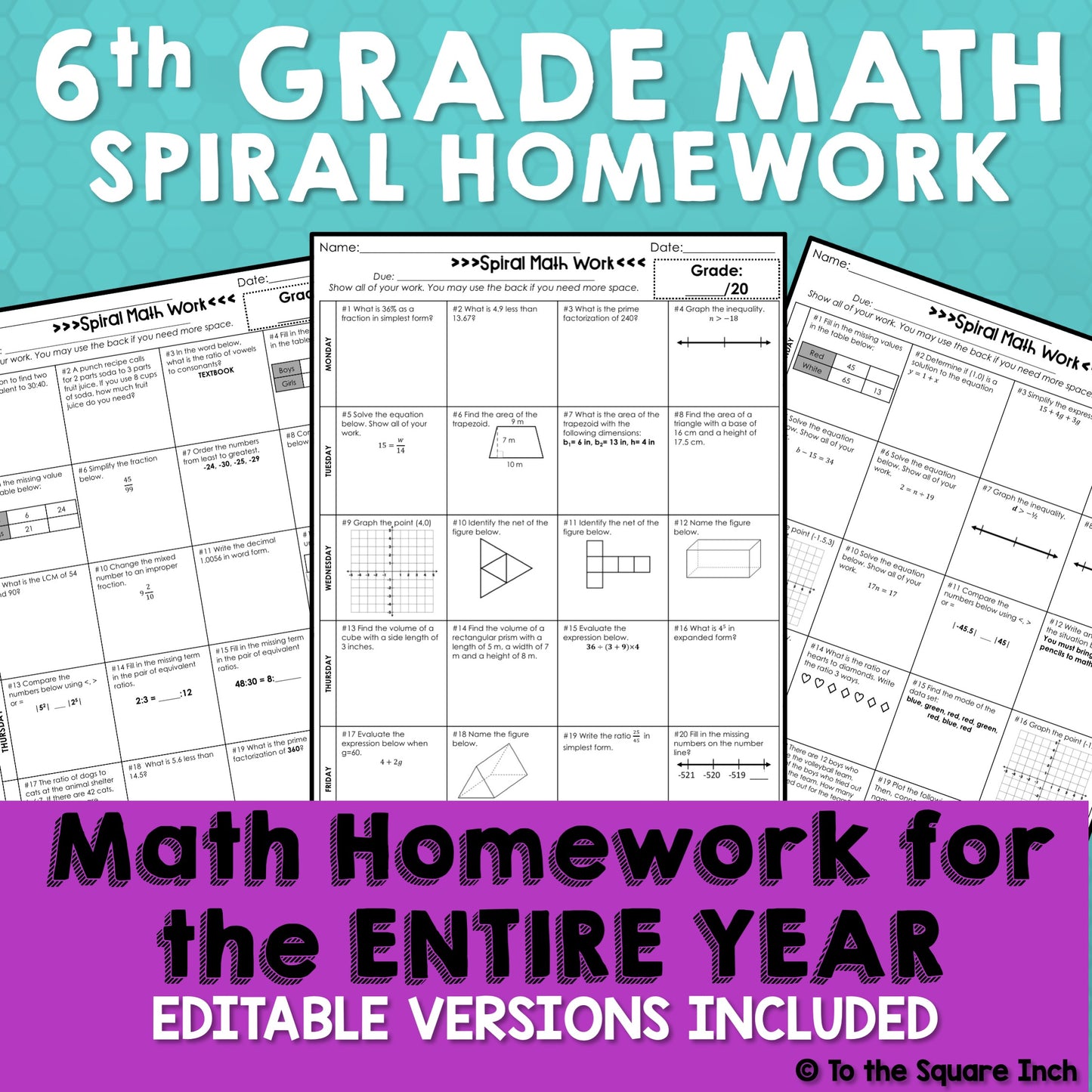 6th Grade Math Homework
