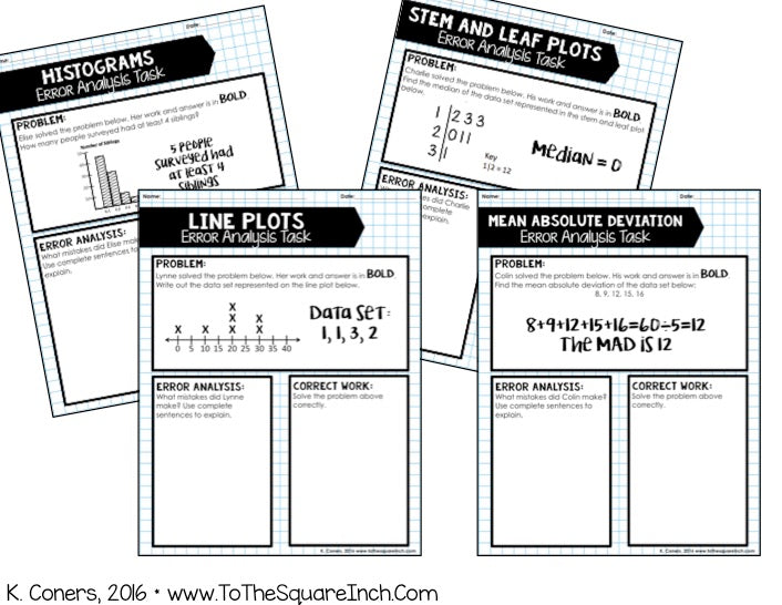 Math Error Notebook 6th Grade Math Error Analysis Bundle – To The Square Inch