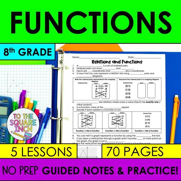 Functions - 8th Grade Math Guided Notes – To The Square Inch