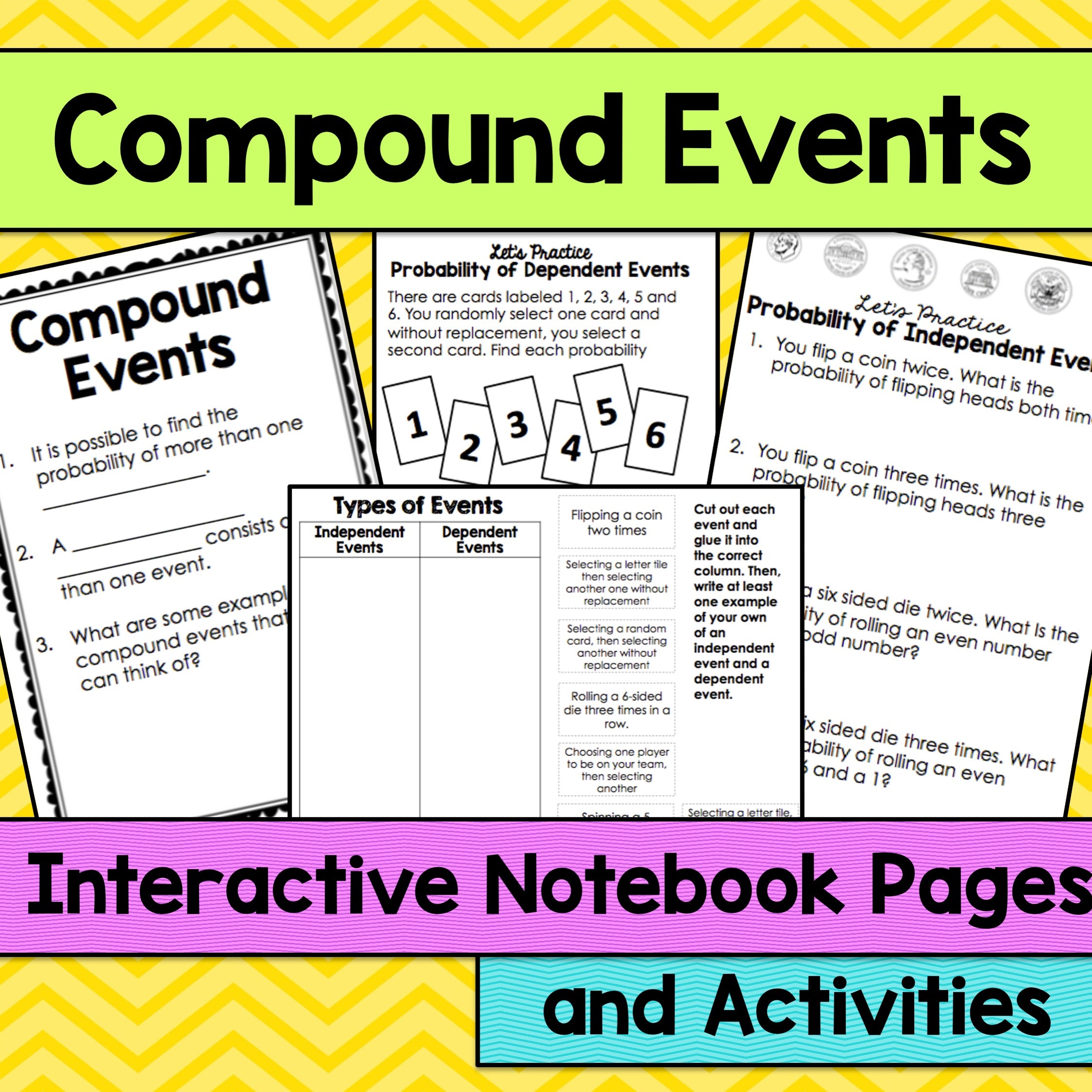 Compound Events Interactive Notebook Pages – To The Square Inch