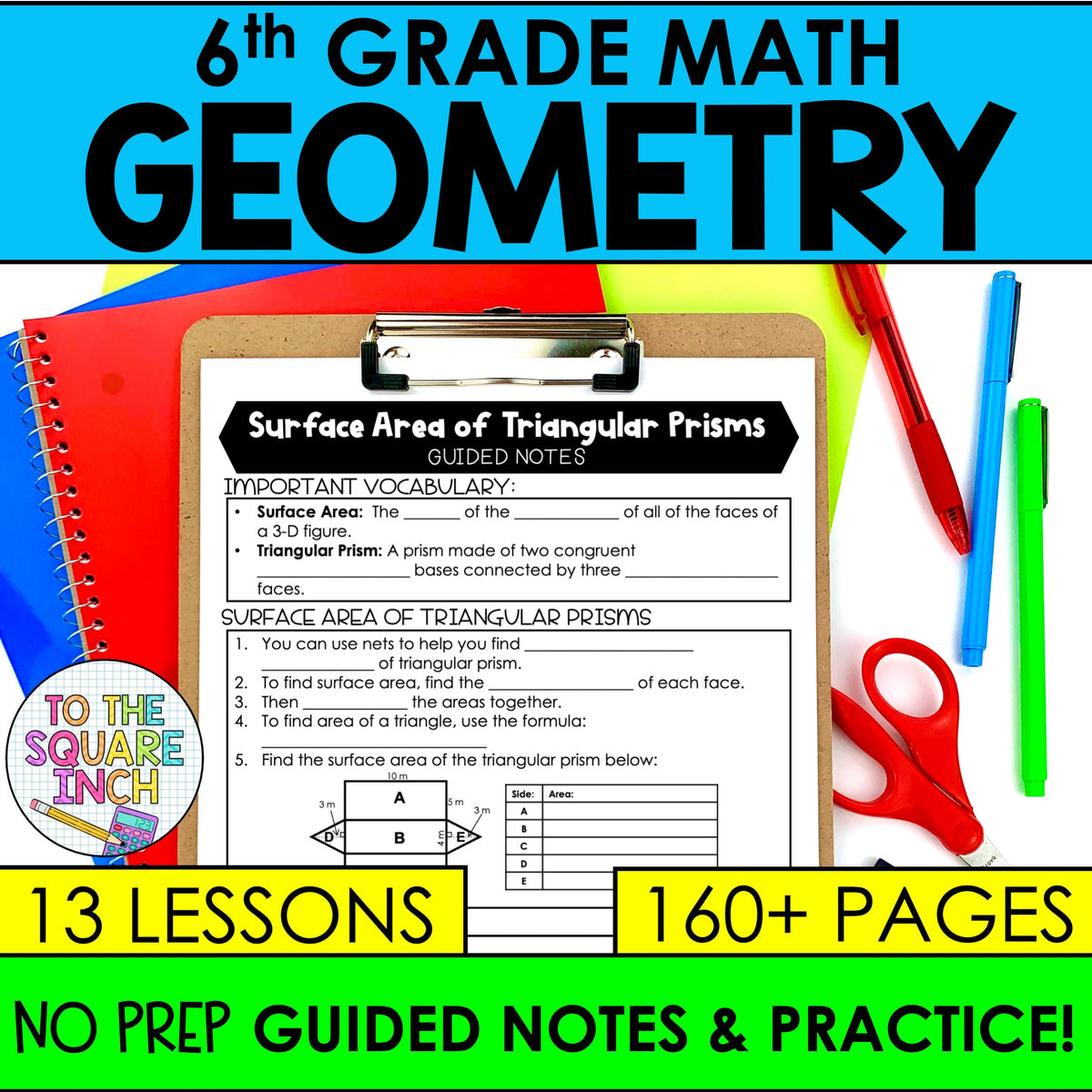 Geometry - 6th Grade Math Guided Notes – To The Square Inch