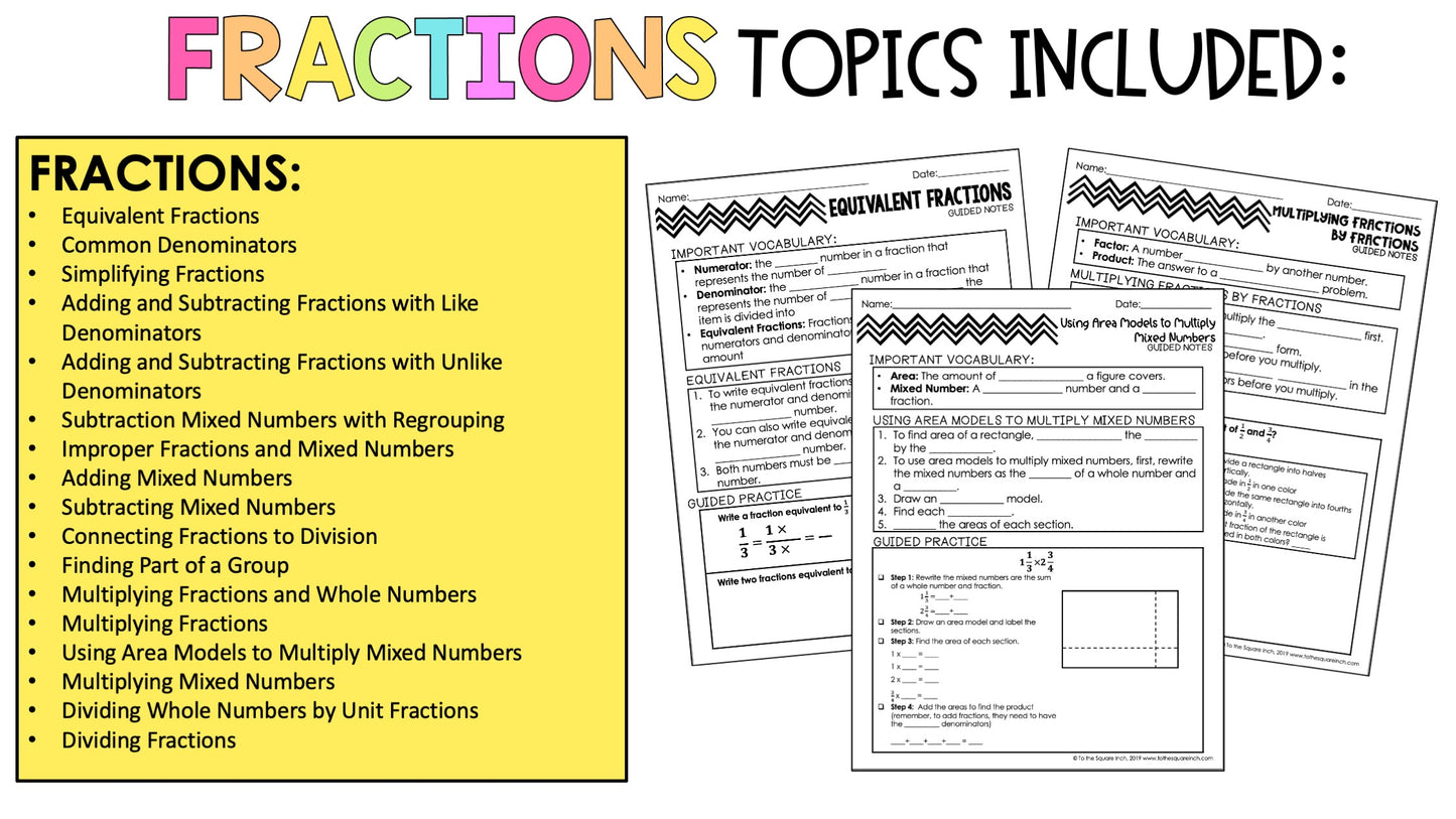 Fractions Bundle - 5th Grade Math Guided Notes
