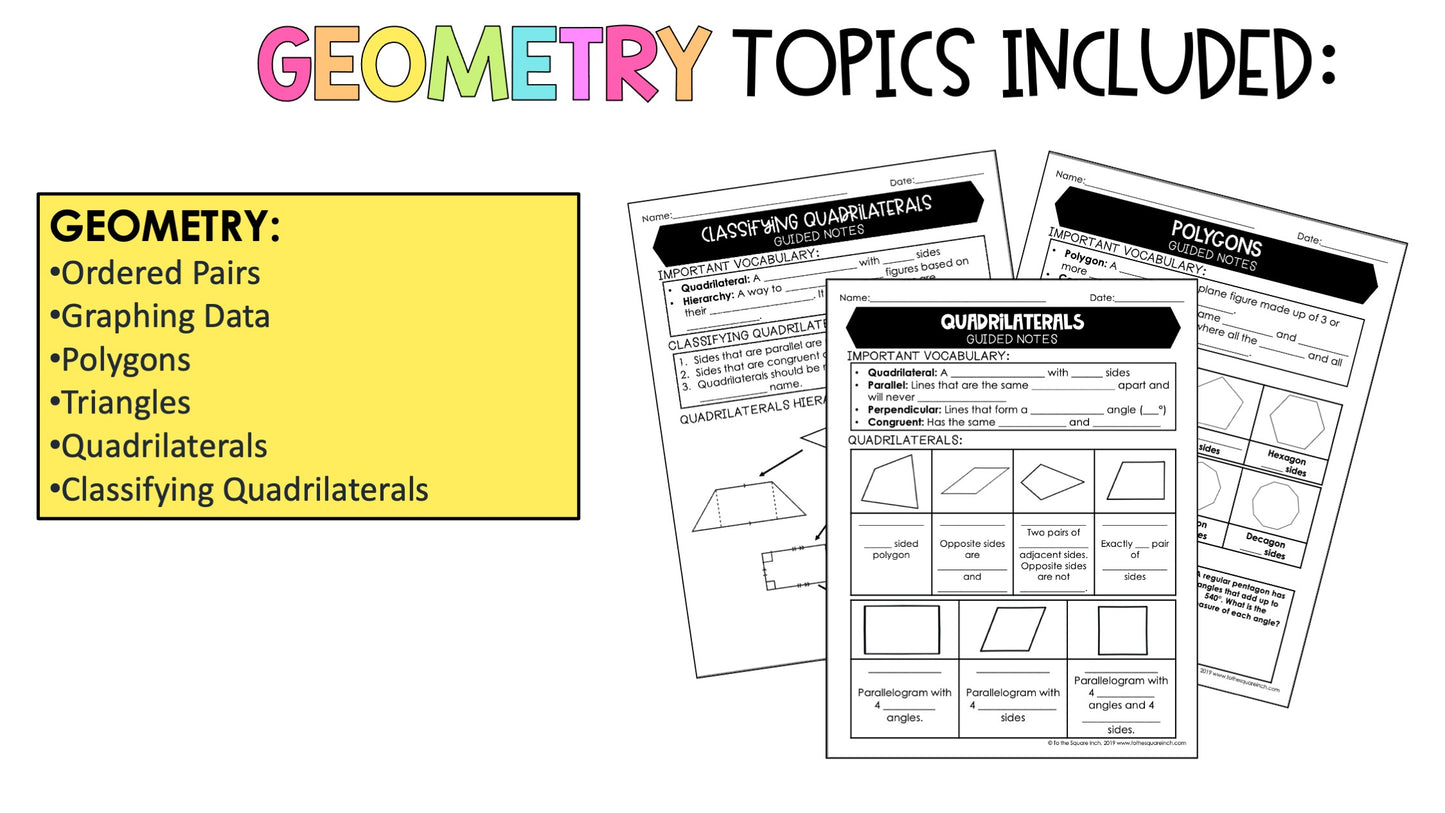 Geometry - 5th Grade Math Guided Notes