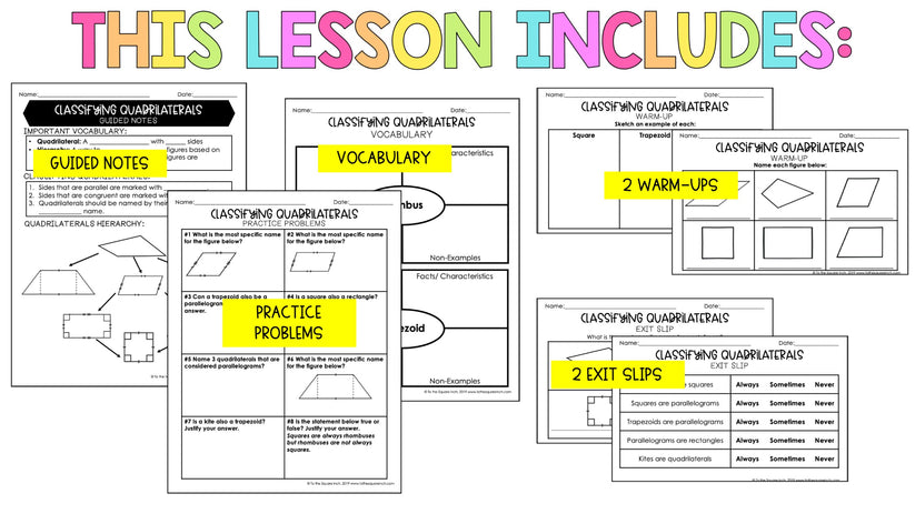 Classifying Quadrilaterals Notes – To The Square Inch