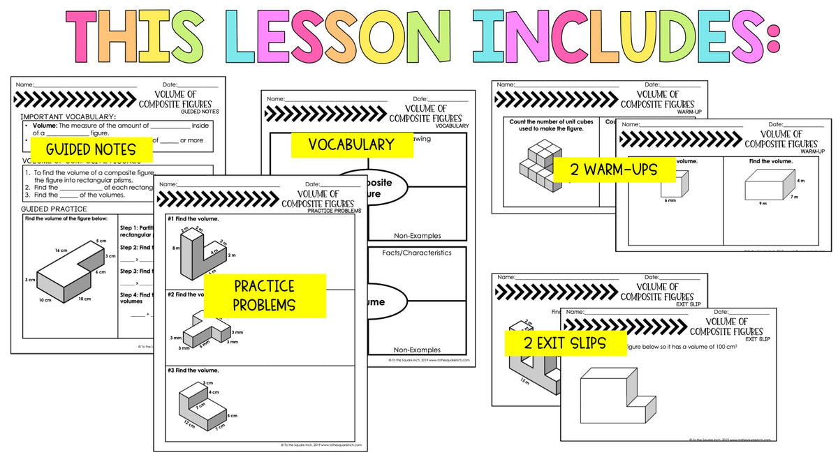 Compound Figure Notes Volume of Composite Figures Notes – To The Square Inch