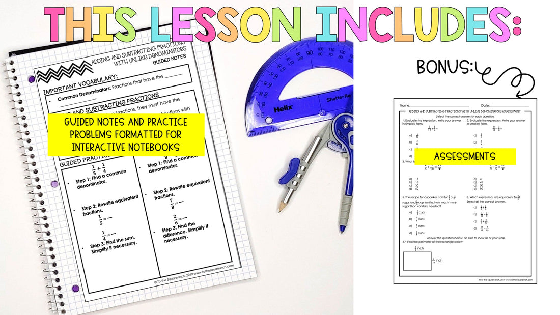 Adding and Subtracting Fractions with Unlike Denominators Notes – To ...