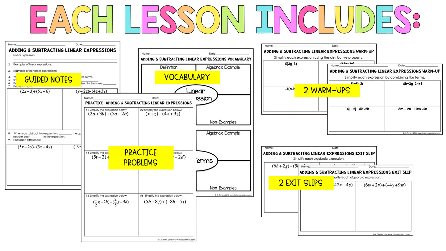 Expressions and Equations - 7th Grade Math Guided Notes