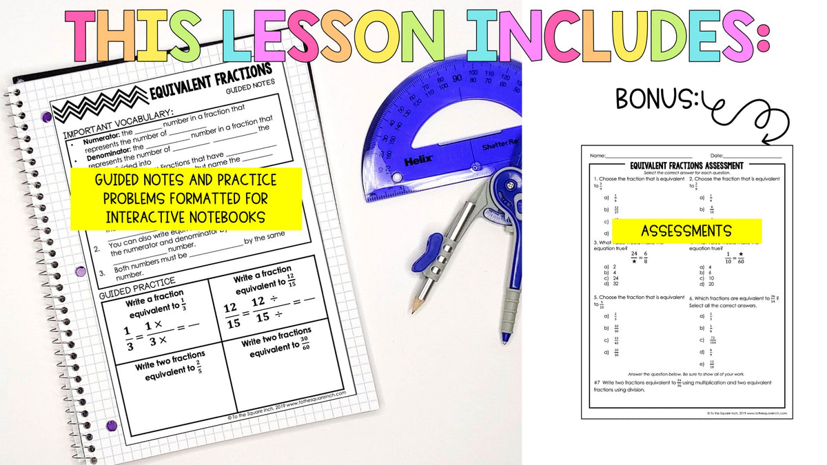 Equivalent Notes Equivalent Fractions Notes
