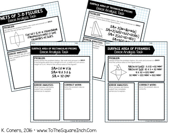Math Error Notebook 6th Grade Math Error Analysis Bundle – To The Square Inch