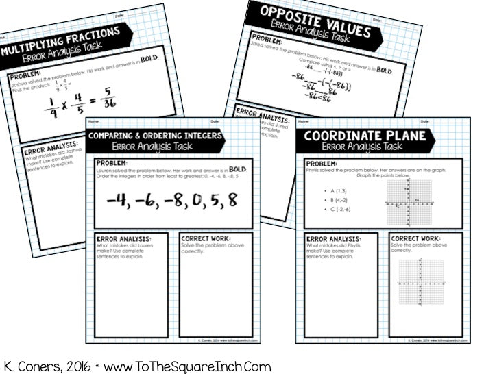 6th Grade Math Error Analysis Bundle – To The Square Inch