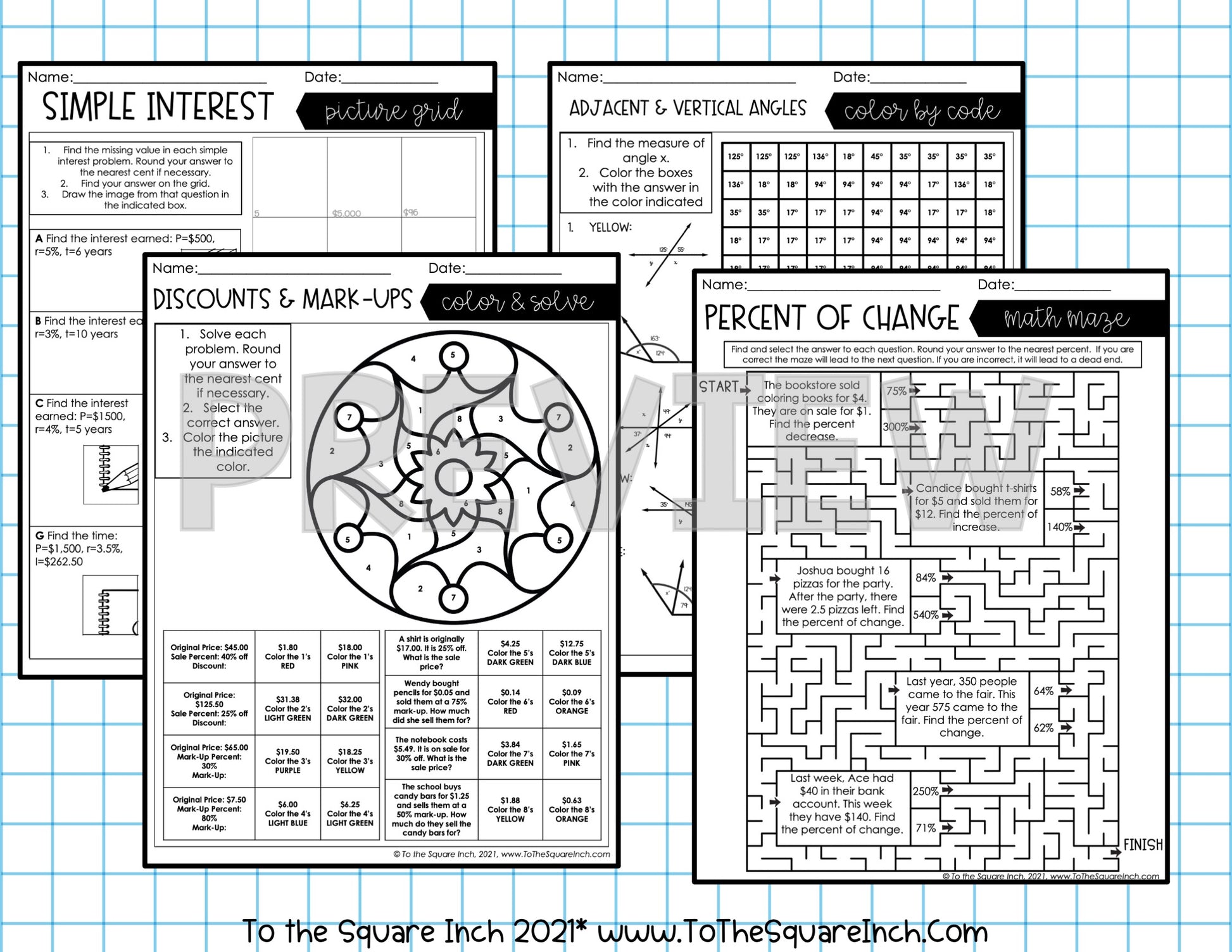 7th-grade-math-fun-worksheets-to-the-square-inch for Free Printable Worksheets For 7th Graders 7th Grade Math FUN Worksheets – To The Square Inch for Free Printable Worksheets For 7th Graders