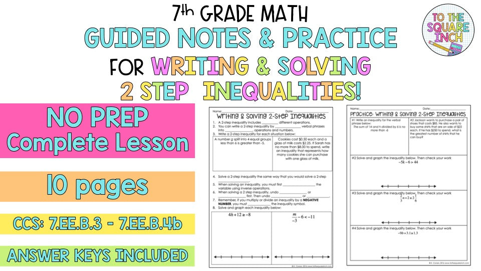 Solving 2 Step Inequalities Notes To The Square Inch Solving 2 step inequalities notes to the square inch