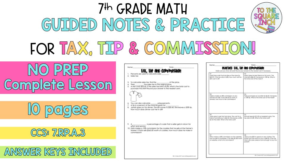 Tax and Tip Notes – To The Square Inch