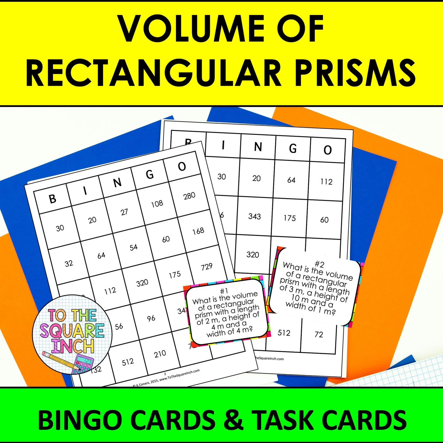 Volume of Rectangular Prisms Bingo Game