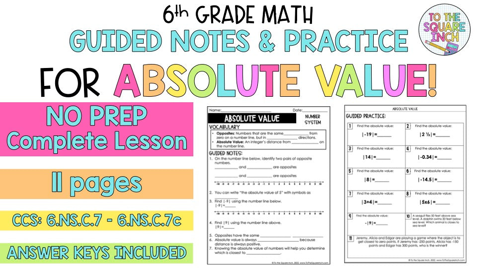 Absolute Value Notes – To The Square Inch