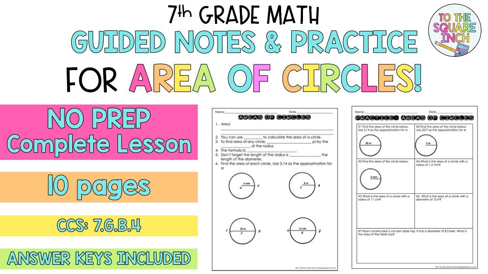 Area of Circles Notes