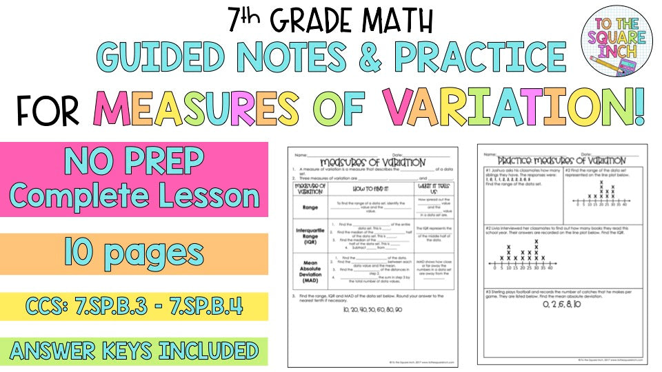 Measures of Variation Notes – To The Square Inch