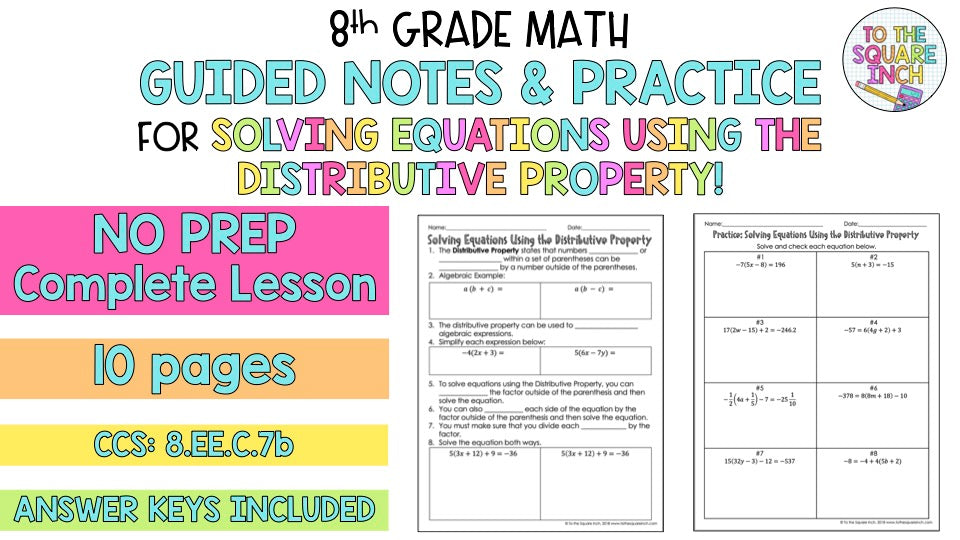 Solving Equations Using the Distributive Property Notes