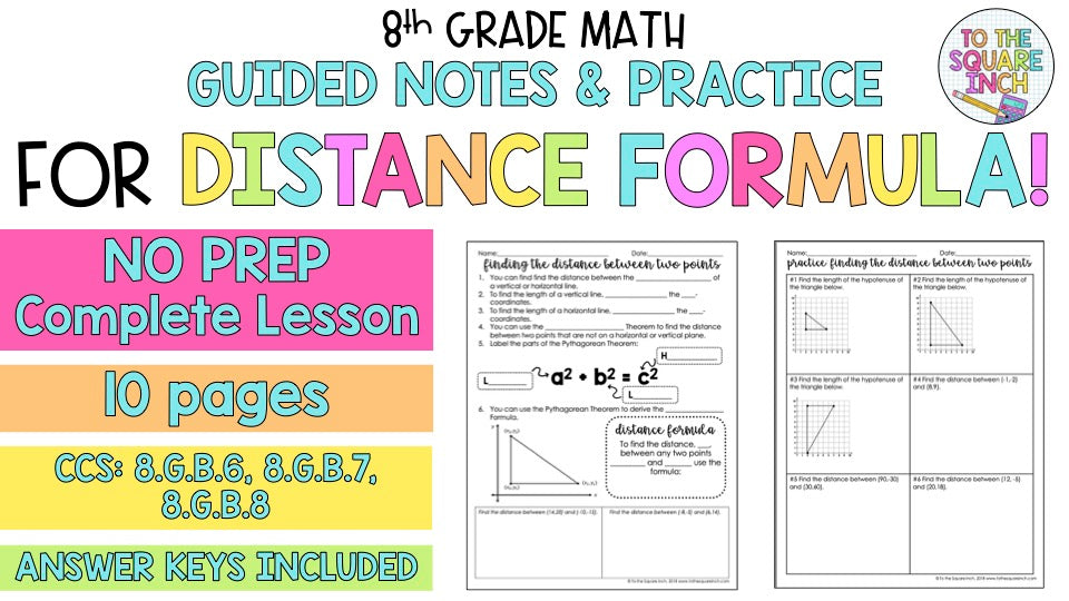 Distance Formula Notes – To The Square Inch