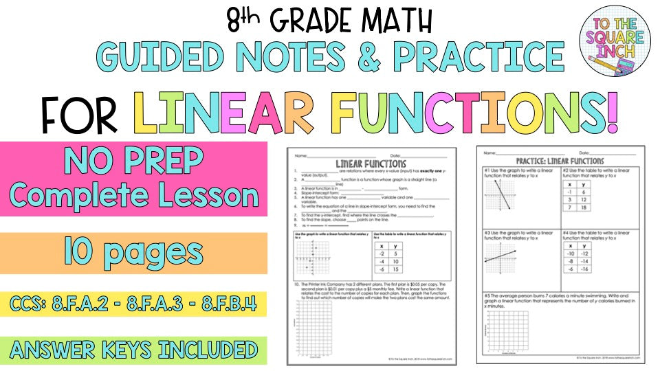 Linear Functions Notes – To The Square Inch