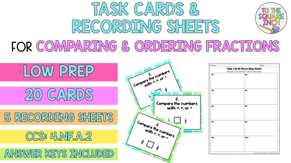Comparing and Ordering Fractions Task Cards