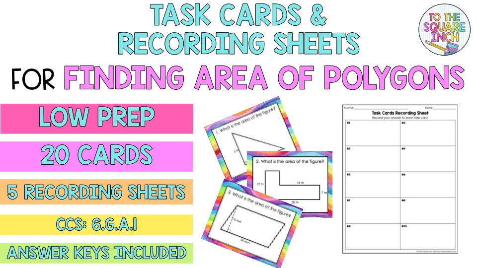 Finding Area of Polygons Task Cards