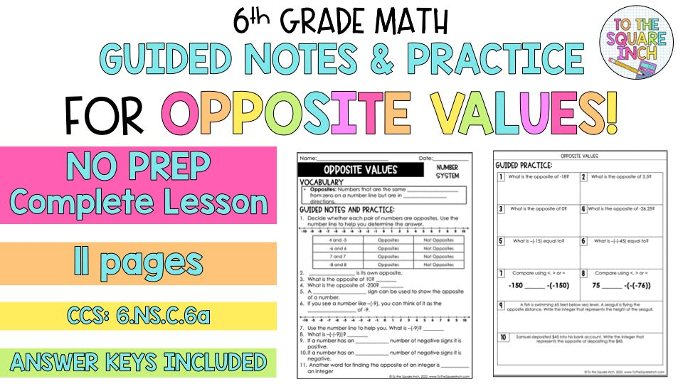 Opposite Values Notes – To The Square Inch