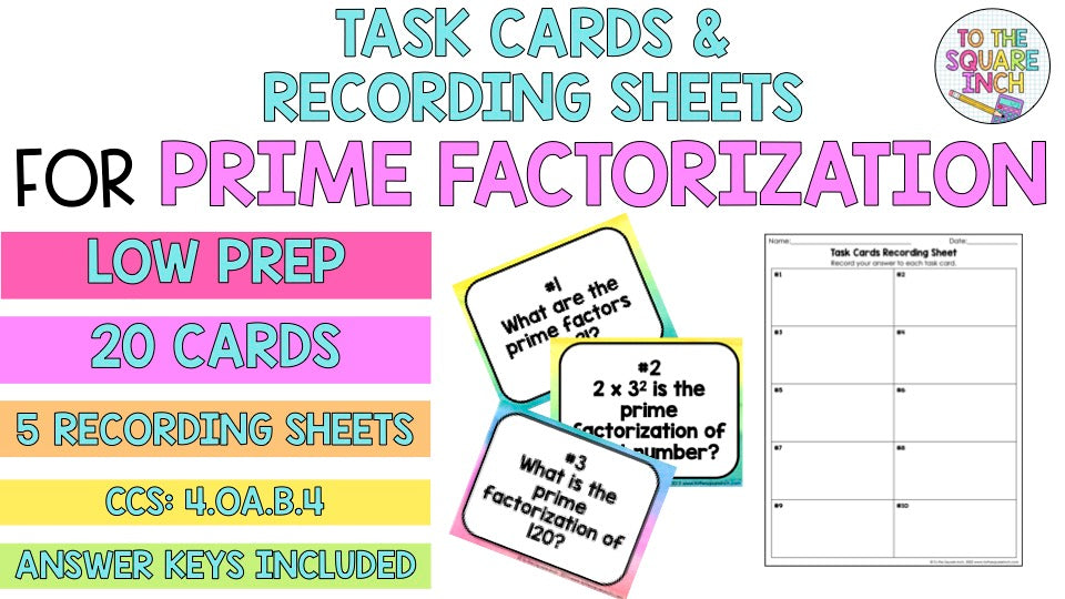 Prime Factorization Task Cards