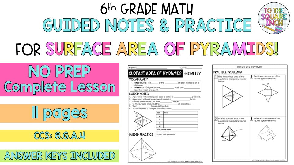 Surface Area of Pyramids Notes