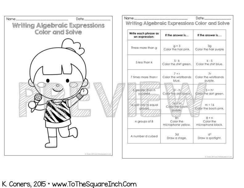 Solver Math Picture Color Algebra Color and Solve – To The Square Inch