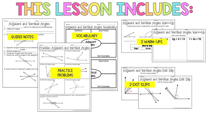 Adjacent and Vertical Angles Notes – To The Square Inch
