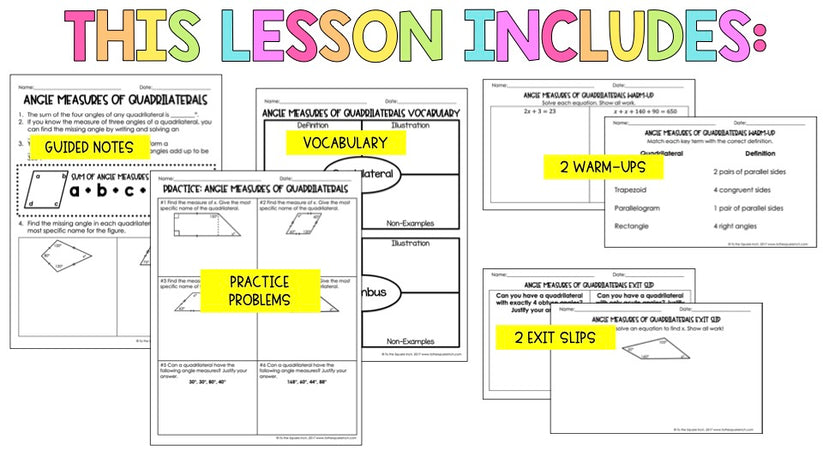 Angle Measures of Quadrilaterals Notes – To The Square Inch