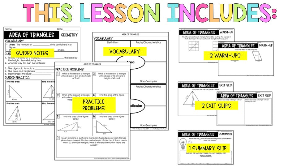 Notes On Triangles Area of Triangles Notes โ To The Square Inch