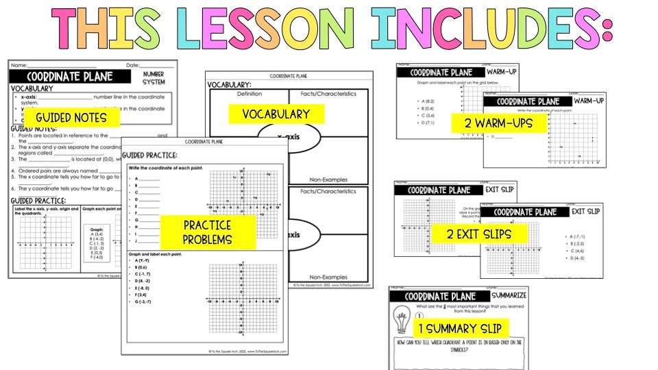 Coordinate Grid Notes 5 To 5 Coordinate Grid With Increments Labeled