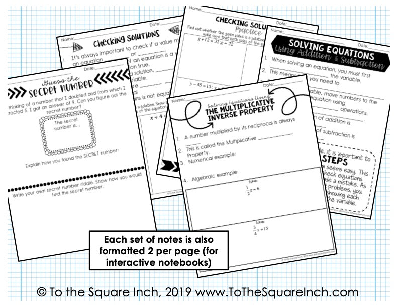 Solving Equations Interactive Notebook – To The Square Inch