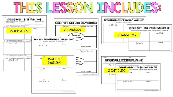 Solving Multi-Step Equations Notes – To The Square Inch