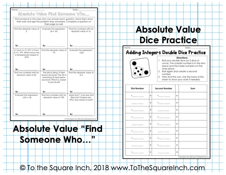Absolute Value Activities