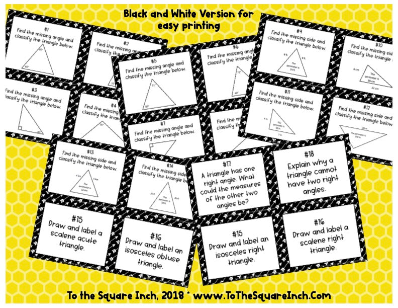 Triangle Labeled Task Classifying Triangles Task Cards – To The Square Inch