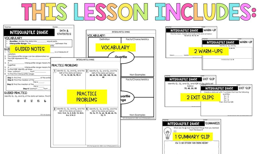Math Iqr Notes Interquartile Range Notes – To The Square Inch