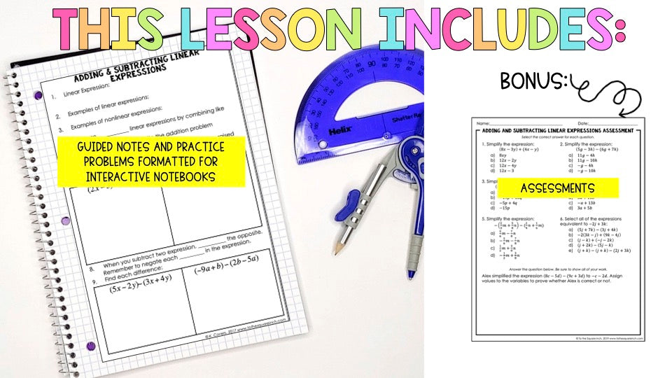 Adding and Subtracting Linear Expressions Notes