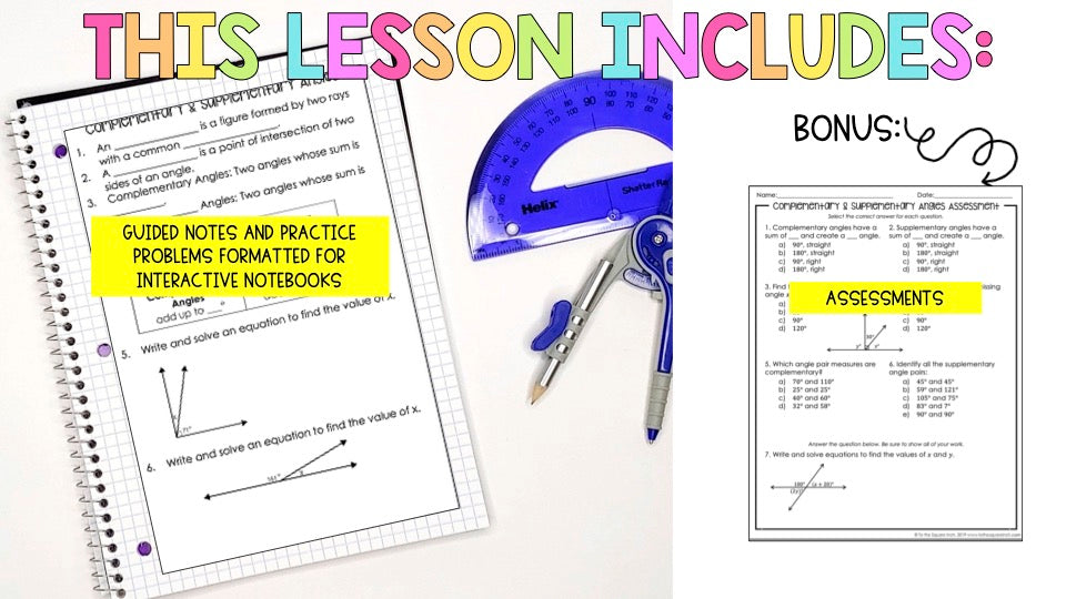 Complementary and Supplementary Angles Notes – To The Square Inch