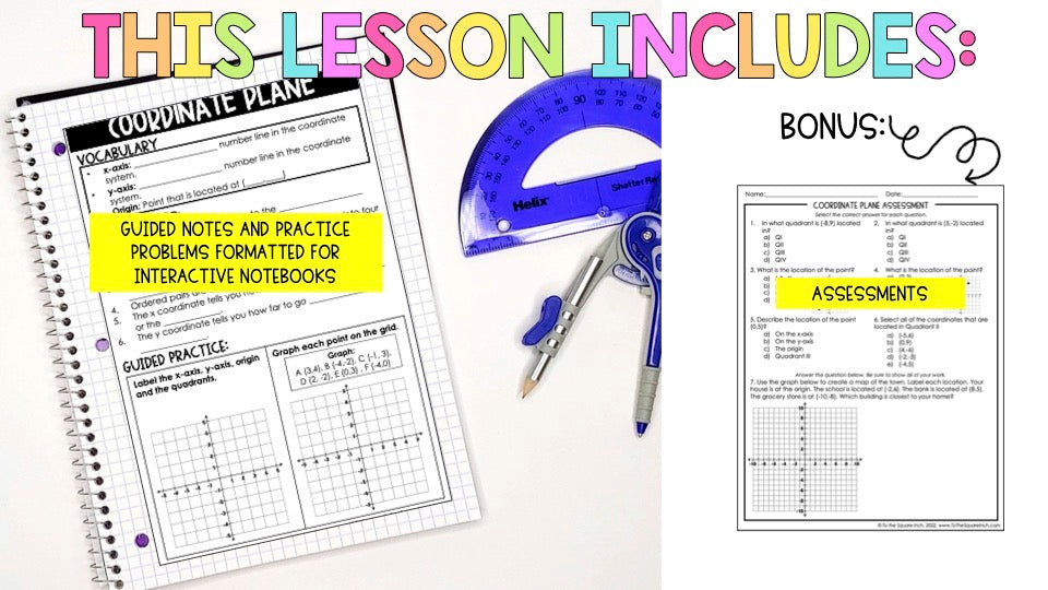 Coordinate Grid Notes 5 To 5 Coordinate Grid With Increments Labeled