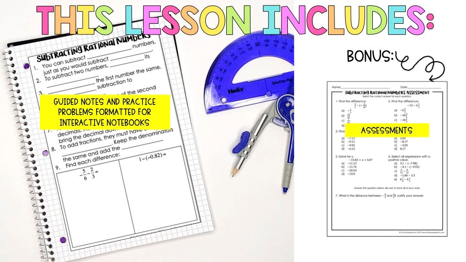 Subtracting Rational Numbers Notes Subtracting Rational Numbers Notes – To The Square Inch