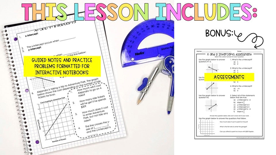 Using Intercepts Notes x and y Intercepts Notes – To The Square Inch