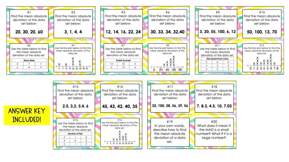 Mean Absolute Deviation Task Cards