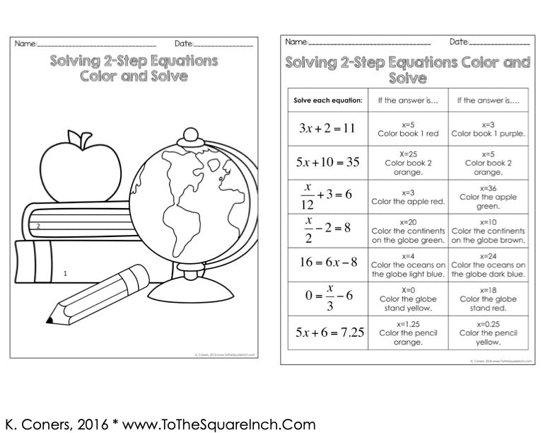 Solving Equations Color and Solve